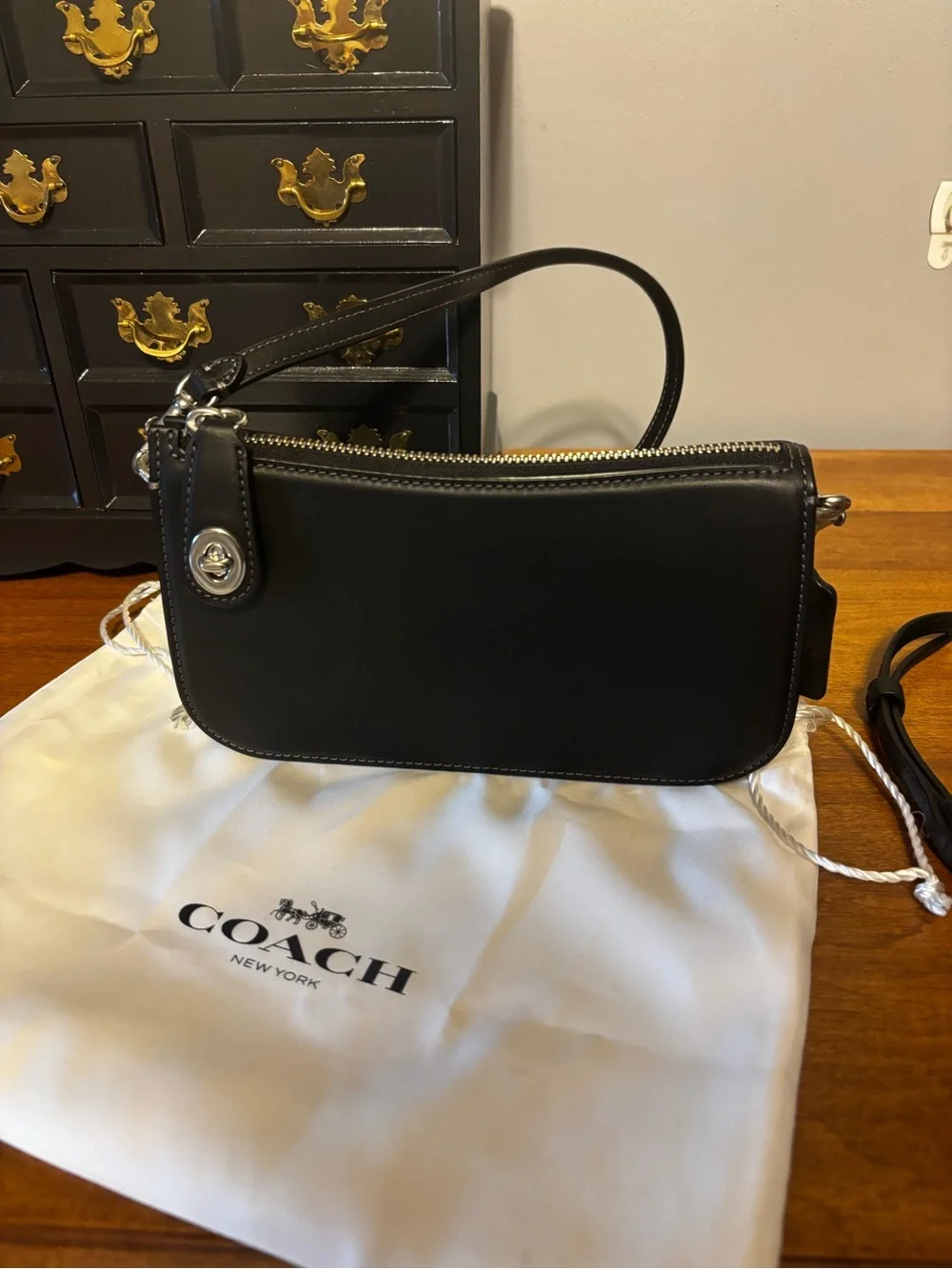New! Coach Penn Black Leather Mini Shoulder Bag